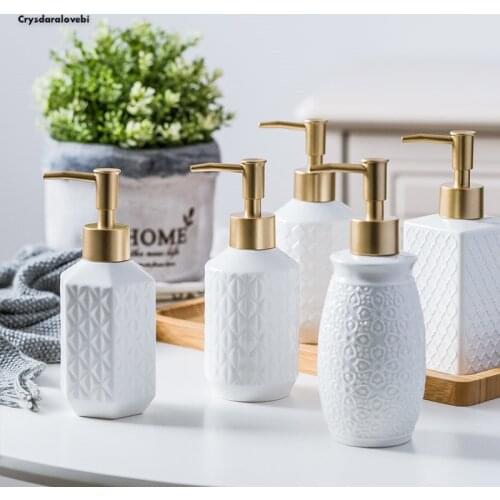 250-350ml Bathroom Accessories Ceramic Lotion Essence Gel bottle Liquid Soap Dispenser for Kitchen Bathroom Home Decoration