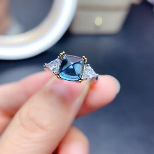 New Arrival Topaz Ring New Arrival Natural And Real Blue Topaz Finger 925 sterling silver ring Luxury style rings