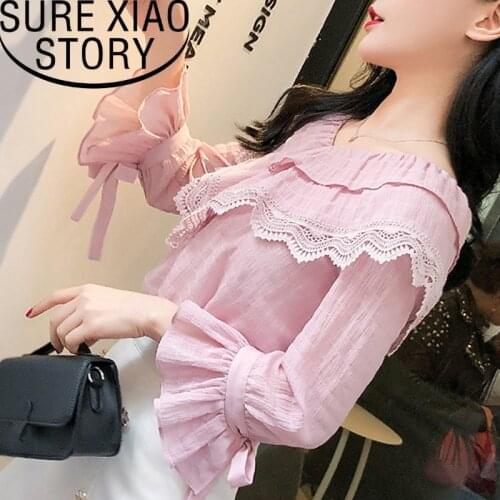 Korean fashion clothing 2021 harajuku women tops women white shirts long sleeve shirts chiffon blouse ladies tops Solid 2814 50