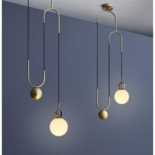 Nordic restaurant chandelier post modern personality creative bedside bar living room designer glass ball lamp