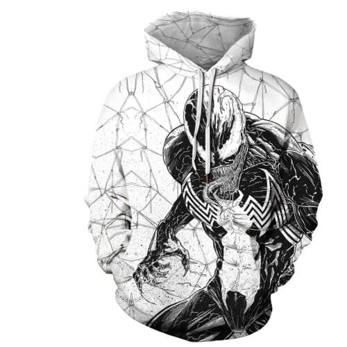 QNPQYX New venom 3D men printed hoodies streetwear womens hooded sweatshirts winter loose sports baseball uniform dropshipping