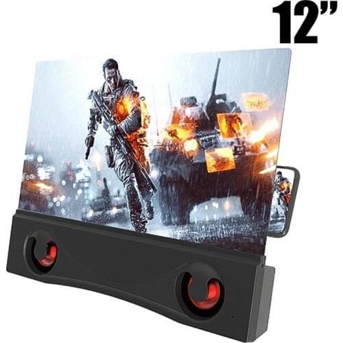 12 inch 3D HD Phone Screen Magnifier Desktop Bracket Movie Video Amplifier With Wired Speaker For Smart Phone Expander Holder