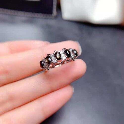 Natural Star Sapphire S925 Sterling Silver Womens Fine Ring Accessaries Party Fashion Charming Jewelry MeiBaPJFS