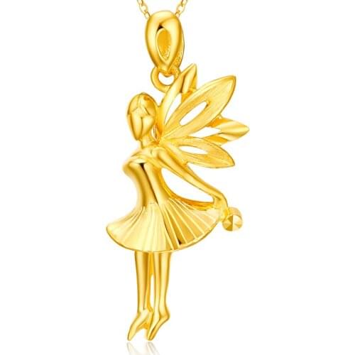 NEW ARRIVAL SOLID 24K YELLOW GOLD PENDANT 999 GOLD WOMEN ANGEL GIRL PENDANT 3.19G