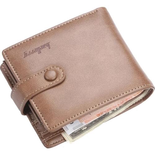 New short wallet mens coin purse multifunctional retro card bag pu leather money clip buckle wallet