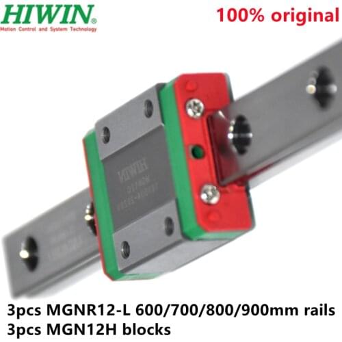 3pcs Original Hiwinlinear rail MGNR12 -L 600 700 800 900 mm + 3pcs MGN12H blocks