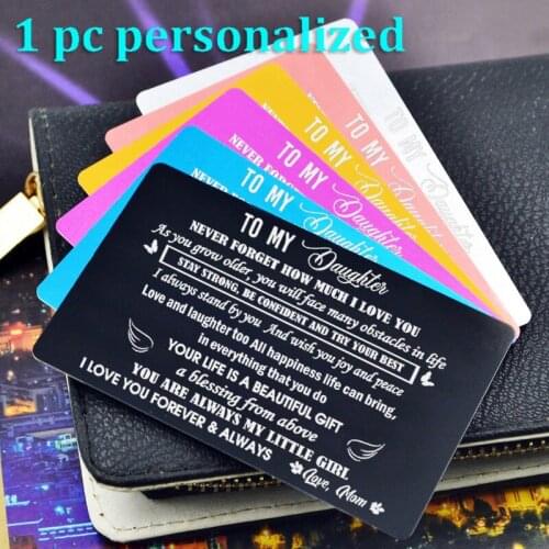 Personalized Metal Wallet Card Insert Custom Laser Engraved Message Card Romantic Gift Hand Writting Love Greeting Card KP027