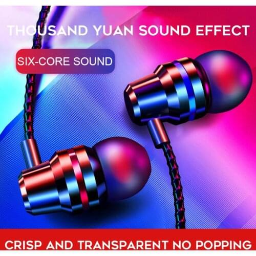 2020 Wired Earphone Dual Tube Stereo Cavity Metal Gaming Earphone Braided Wire Multicolor Music Earphone For Xiaomi For Huawei