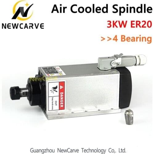 3KW 380V Air Cooled Spindle ER20 4pcs Bearings CNC Milling Machine Spindle Motor Flanged Mounting Motor NEWCARVE