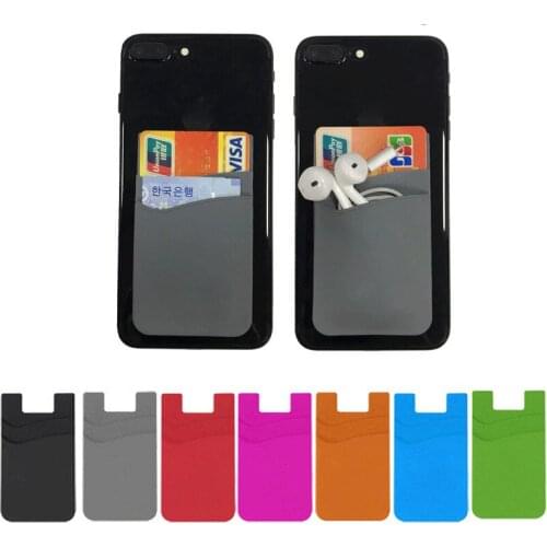 2 Layers Silicone Mobile Phone Back Card Holder Wallet Stick On Adhesive Cash ID Soft Phone Card Holder Mobile Accessories