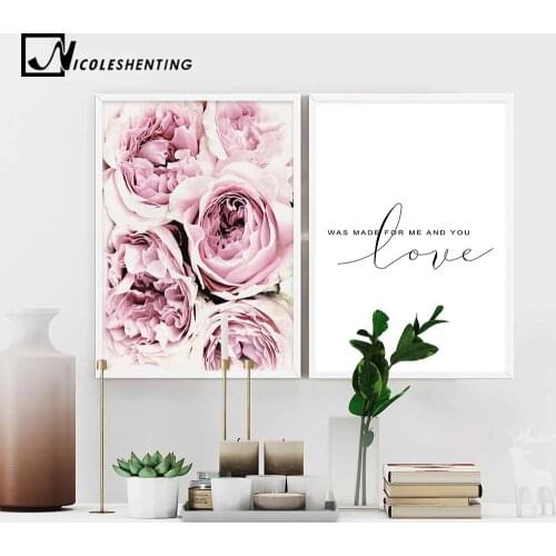 Scandinavian Style Pink Flower Painting Wall Art Canvas Posters Nordic Prints Decorative Picture Modern Home Bedroom Decoration