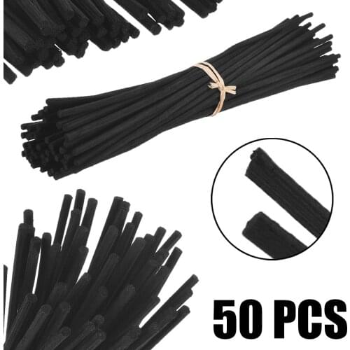 50Pcs Black Fragrance Oil Diffuser Rattan Sticks Reed Replacement Stick For Home Fragrance Diffuser Decor Set