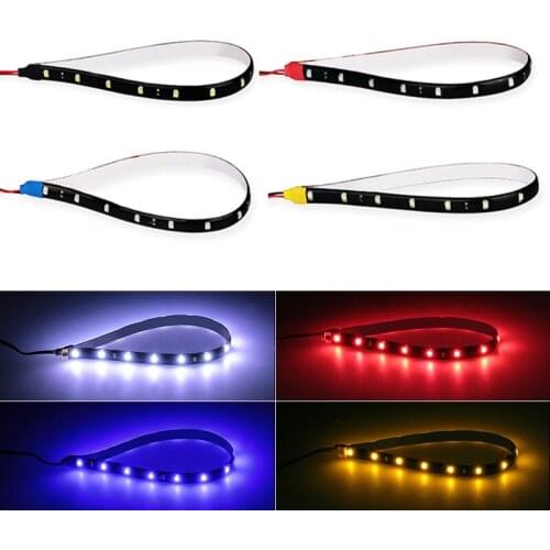 1x Car Led Strip DIY Bulb Atmosphere Decorative lamp Auto inerior Light 15LED Daytime Running Light DRL Motorcycle Styling Red