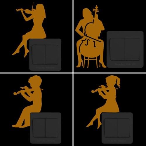 Glow Music Stickers Boy Girl Room Wall Luminous Switch Decor: Guitar/Violin/Piano/Saxophone/Trombone/Trumpet/Clarinet/Drum/Flute