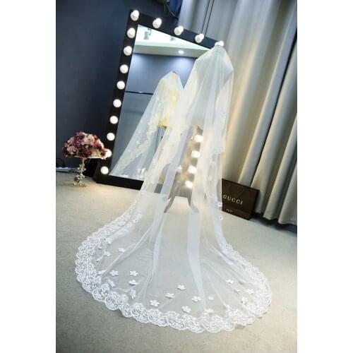 Up.Sky 3M One Layer Lace Edge Ivory Cathedral Wedding Veil Long Bridal Veil Cheap Wedding Accessories Veu de Noiva