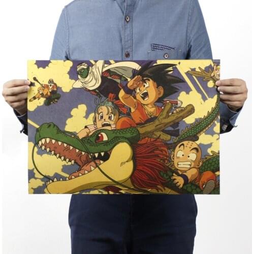 Vintage Classic Cartoon Anime Poster Bar Kids Room Decoration Stickers Wall Decor Retro Kraft Paper Wall Sticker