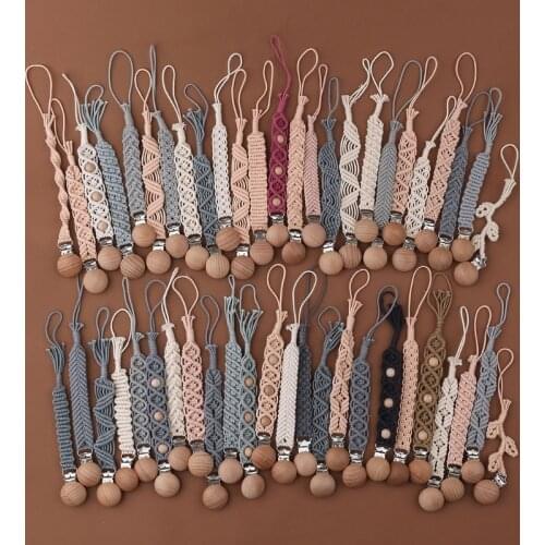 Baby Pacifier Clips Woven Cotton Rope Pacifier Chain Infant Nipple Soother Chain Clips Dummy Holder Nipple Clip