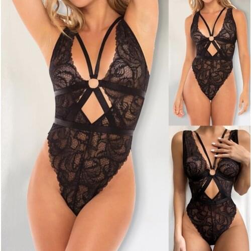 Ladies Lace Workwear Sexy Leotards Womens Transparent Tights Women Womens Halter Sexy Black Leotards Kawaii Lingerie