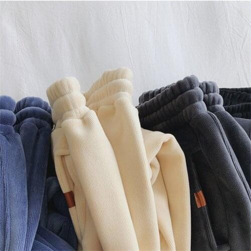 High waist Black Womens Harem pants Fall/Winter 2021 New Loose Plus velvet Thick Sportswear Pants Warm Casual Female Trousers