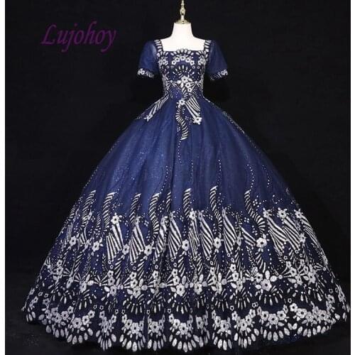 Navy Blue Quinceanera Dresses Ball Gown Plus Size Mexican 15 year old Sixteen Tulle Sequin Princess Sweet 16 Prom Dress