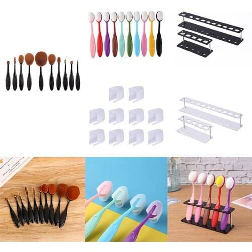 10 Hole Oval Blending Brush Holder Rack Bracket Shelf Organizer Cap Kit for Brush Display Drying DIY Drawing Painting 2021