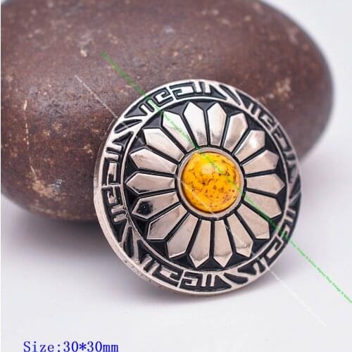 10X Silver Sun Flower Carved Yellow Turquoise Leathercraft Craft Hair Apparel Accessories Sewing Shank Button Concho Connector