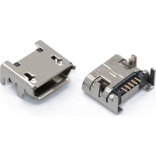 100PCS/Lot Micro USB Female Jack/Socket Connector 5PIN 4-Fixed-feet with Column/edge