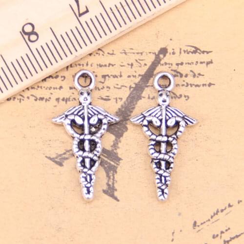 24pcs Charms caduceus medical symbol md 23x11mm Antique Pendants,Vintage Tibetan Silver Jewelry,DIY for bracelet necklace