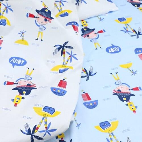 160CM*50CM Blue navy pirate boy baby cotton cloth fabric kids nursey bedding quilting baby apparel fabric decor sewing tissue