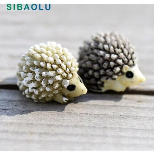 2pc Simulation Hedgehog Figurine Miniature Statue Decoration mini fairy garden Micro Landscape Cartoon animal resin craft TNA082