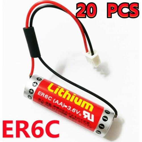 20PACK Original NEW Battery For MAXELL ER6C AA 14500 3.6V 1800mAh F2-40BL FX2N-48MT PLC CNC Industrial Lithium Battery With Plug
