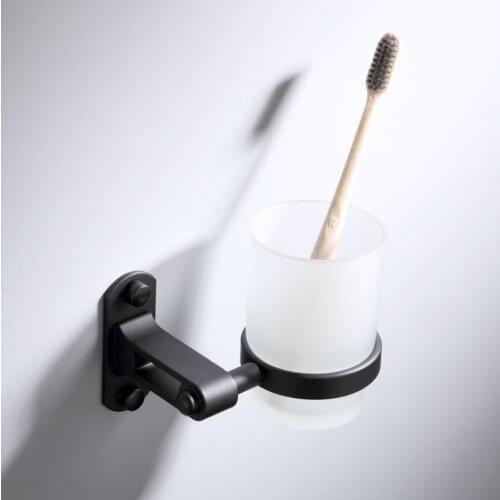 2018 Bathroom Wall Mounted Black Space Aluminum Toothbrush Holder Cup Tumbler Bathroom Accessories Hardware