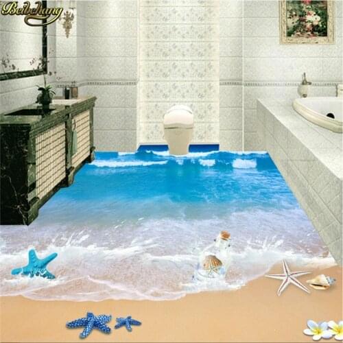 Beibehang 3D three-dimensional painting 3D beach bathroom kitchen floor walkway to 3D wallpaper murals,papel de parede