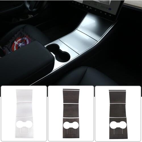 3 Colors 4 Pcs ABS Chrome For Tesla Model 3 2018 2019 2020 Center Console Film Center Console Cup Holder Panel Car Accessories