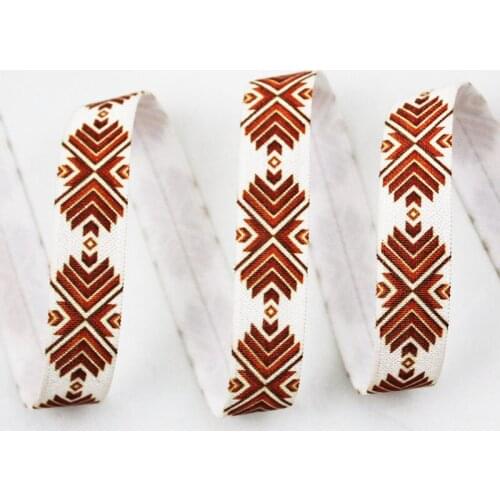 5/8"Creative geometry heat-transfer printedelastic foe 16mm diy girls handmade bow ribbons for degift wrap tape ribbons