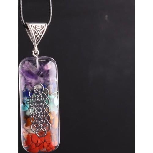 6PCS Orgone Energy Necklace Pendants Chakra Pendulum Pendants Reiki Healing Natural Stone Necklace Jewelry Making 50*20*10mm