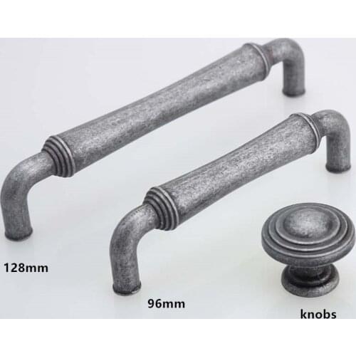 96mm 128mm Antique iron Dresser drawer Knob Pulls Handles Antique Black Furniture Hardware Kitchen Cabinet Door Handle 5"