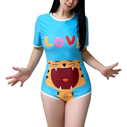 Abdl adult baby Onesie ddlgBaby blue girl buckle file jumpsuit pajamas LOVE tiger cute baby adult diaper bib