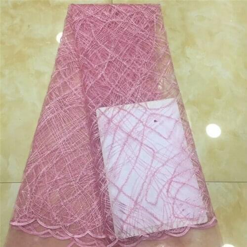 Latest African laces 2019 High quality Sequins rich Tulle Mesh French lace Nigerian garment fabrics for wedding dress xz65-2308