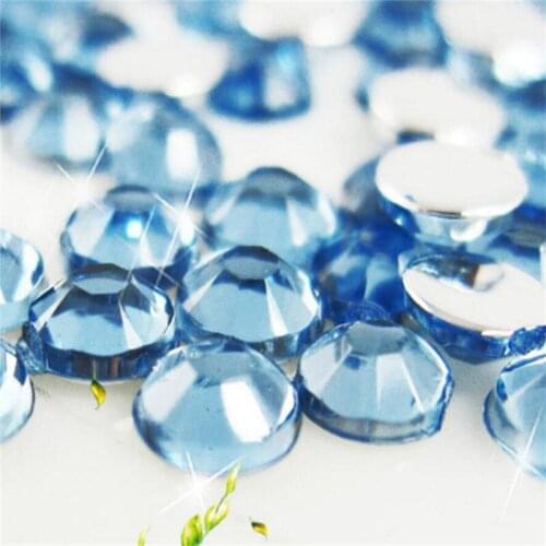 2-12MM DIY Bling Lt Blue Color Round Shape Acrylic Rhinestones Flatback Acrylic Stones no Glue for Hand Craft Arts Decoration