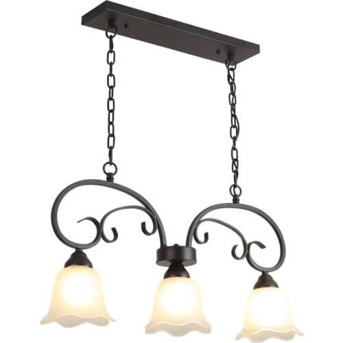 American White Glass Pendant Lights Dining Room Restaurant Study Bar Home Living Room Lamps Style Iron Hanging Lights Lighting