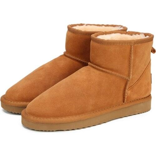 Australia Women Snow Boots 100% Genuine Cowhide Leather Ankle Boots Warm Winter Boots Woman shoes large size 34-44