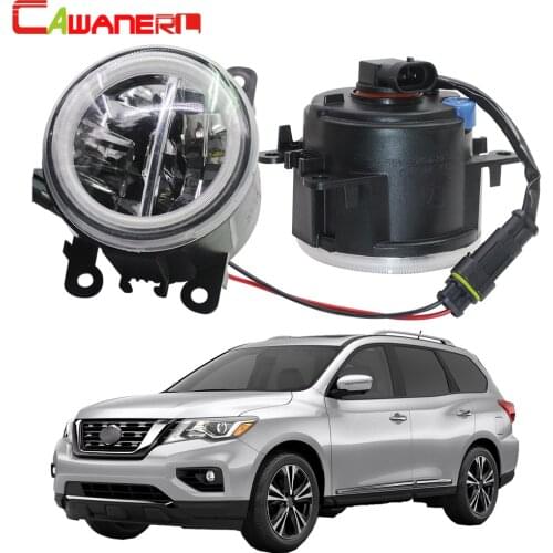 Cawanerl 2 Pieces Car 4000LM LED Bulb Fog Light + Angel Eye DRL 12V For Nissan Pathfinder Closed Off-Road Vehicle R51 2005-2012