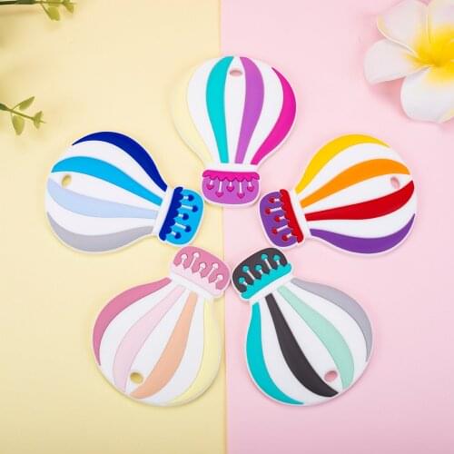 Sunrony 5pc Hot Air Balloon Silicone Teether Food Grade Safety Pendants DIY Pacifier Chain Necklace Accessories Baby Molar Toys
