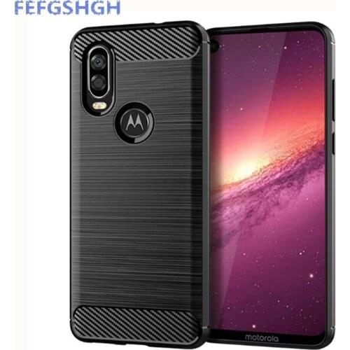 Carbon Fiber Cover For Motorola One Vision Case Rubber Silicone Phone Cases For Motorola One Vision Back Case