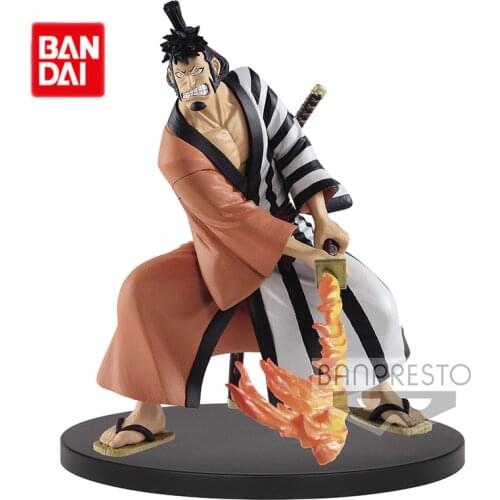 Bandai Original ONE PIECE Collections Hand-Model Anime Figures Kin'emon Fighting State PVC Action Figure Kids Dolls Toys Gifts