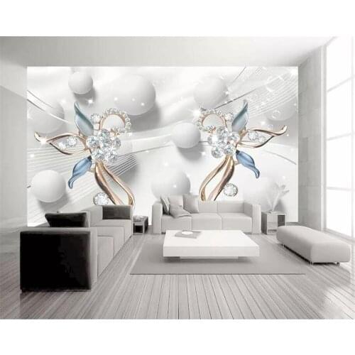 Beibehang Photo 3d wallpaper European pattern diamond jewelry flower TV background wall wall paper Modern decorative painting