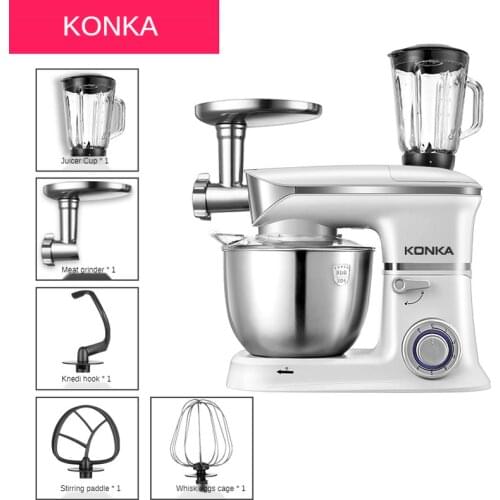 Konka5L-7L stainlessSteel Bowl 6-speed Kitchen Food Stand Mixer Cream Egg Whisk Blender meat Cake Dough noodle noodlefruit juice