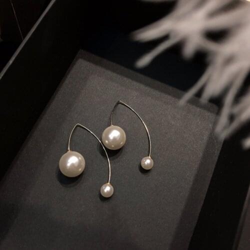 Creative U Shaped Earhook Pearl Ball Earrings New Year Lucky Red Big With Small Ball Ear Jewelry For Female