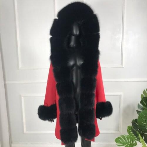 Hooded Coat Jacket Winter Parka Russian Women Thick Warm Outwear Natural Rabbit Fur Liner